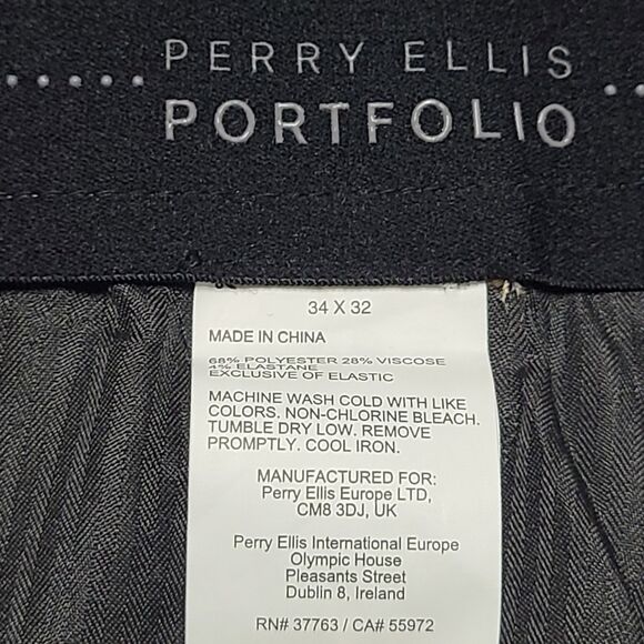 Perry Ellis Portfolio Pants Mens 34x32 Slim‎ Fit Stretch Dress Formal Trousers - Picture 7 of 12